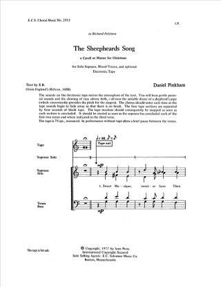 The Sheepheard's Song (Choral Score)