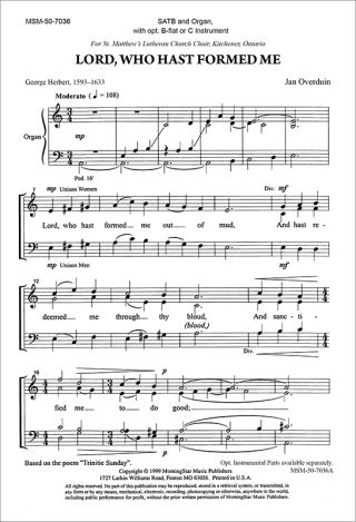 Lord, Who Hast Formed Me (Choral Score)