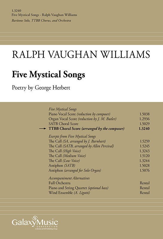 Five Mystical Songs : TTBB : Ralph Vaughan Williams : Ralph Vaughan Williams : 1.3240