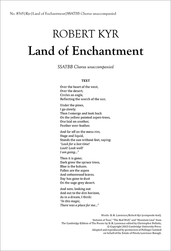 Land of Enchantment : SSATBB : Robert Kyr : 8365